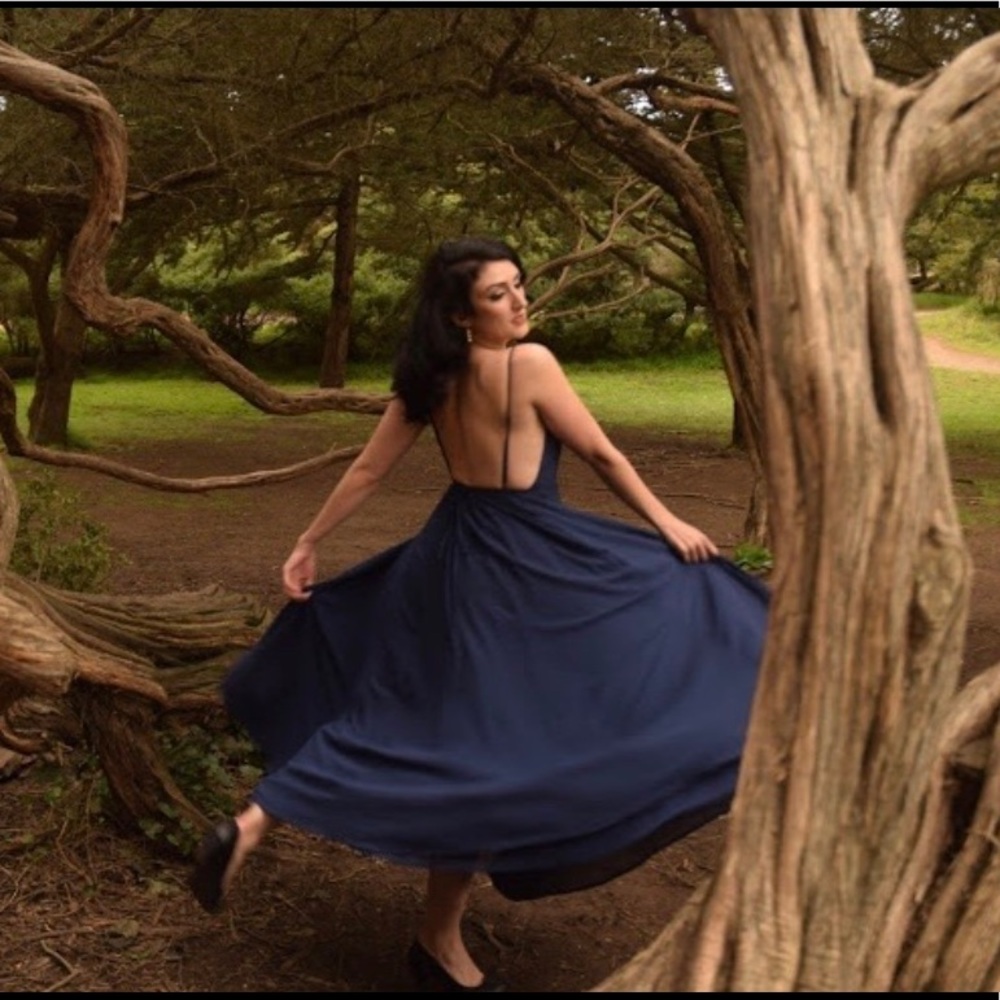 Storia Royal Blue Backless Wrap Dress | Size M - Picture 4 of 7